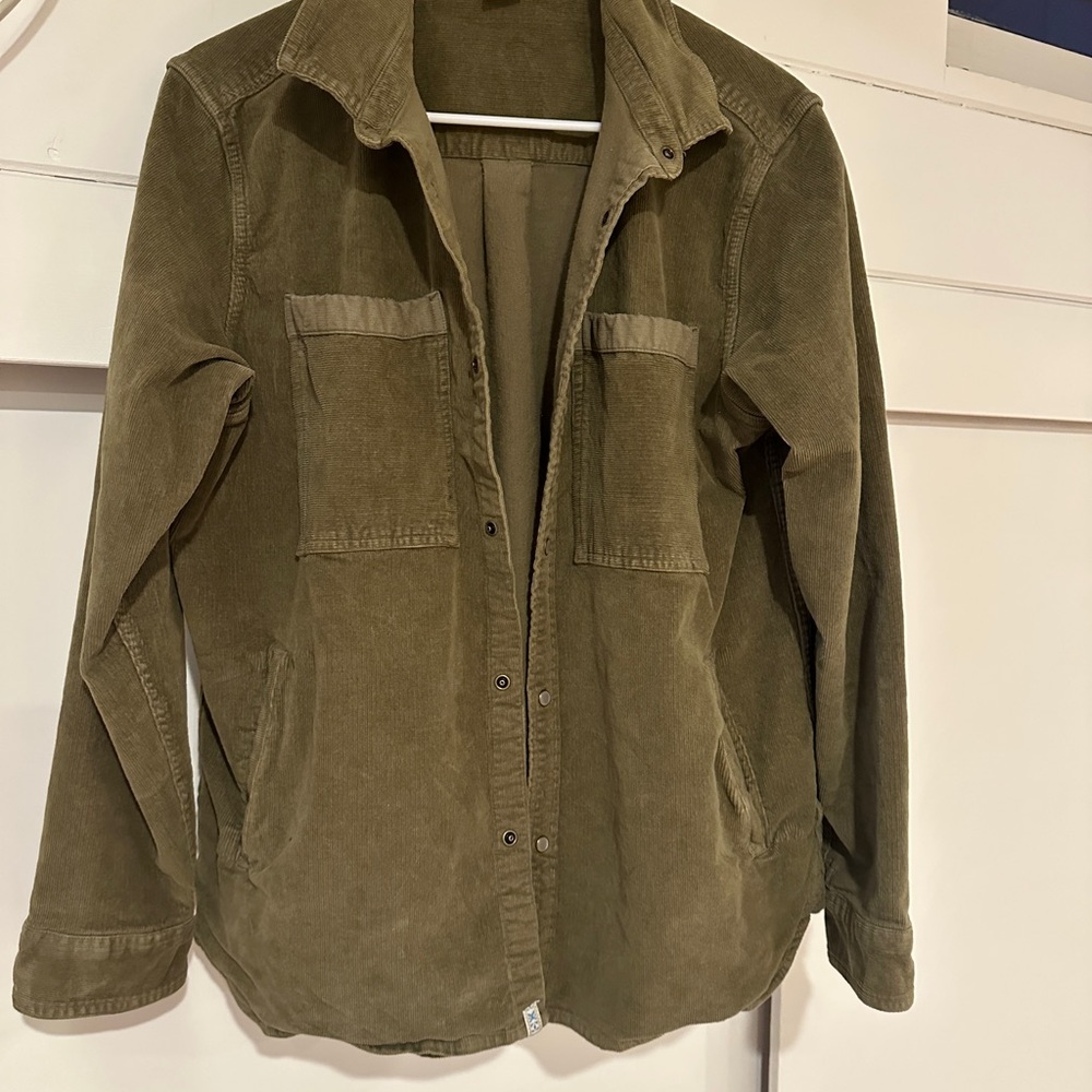 Stoic Army Olive Green Corduroy Shacket Jacket Size M